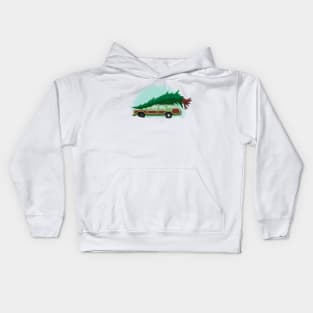 Christmas vacation station wagon with tree Kids Hoodie